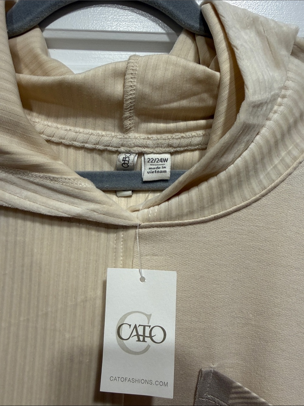 Cato Cream Ribbed Panel Hoodie - Picture 2 of 3